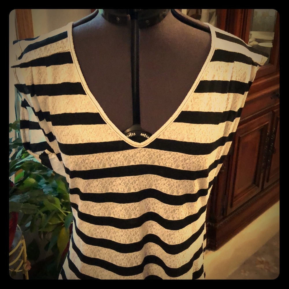 Lace striped shirt